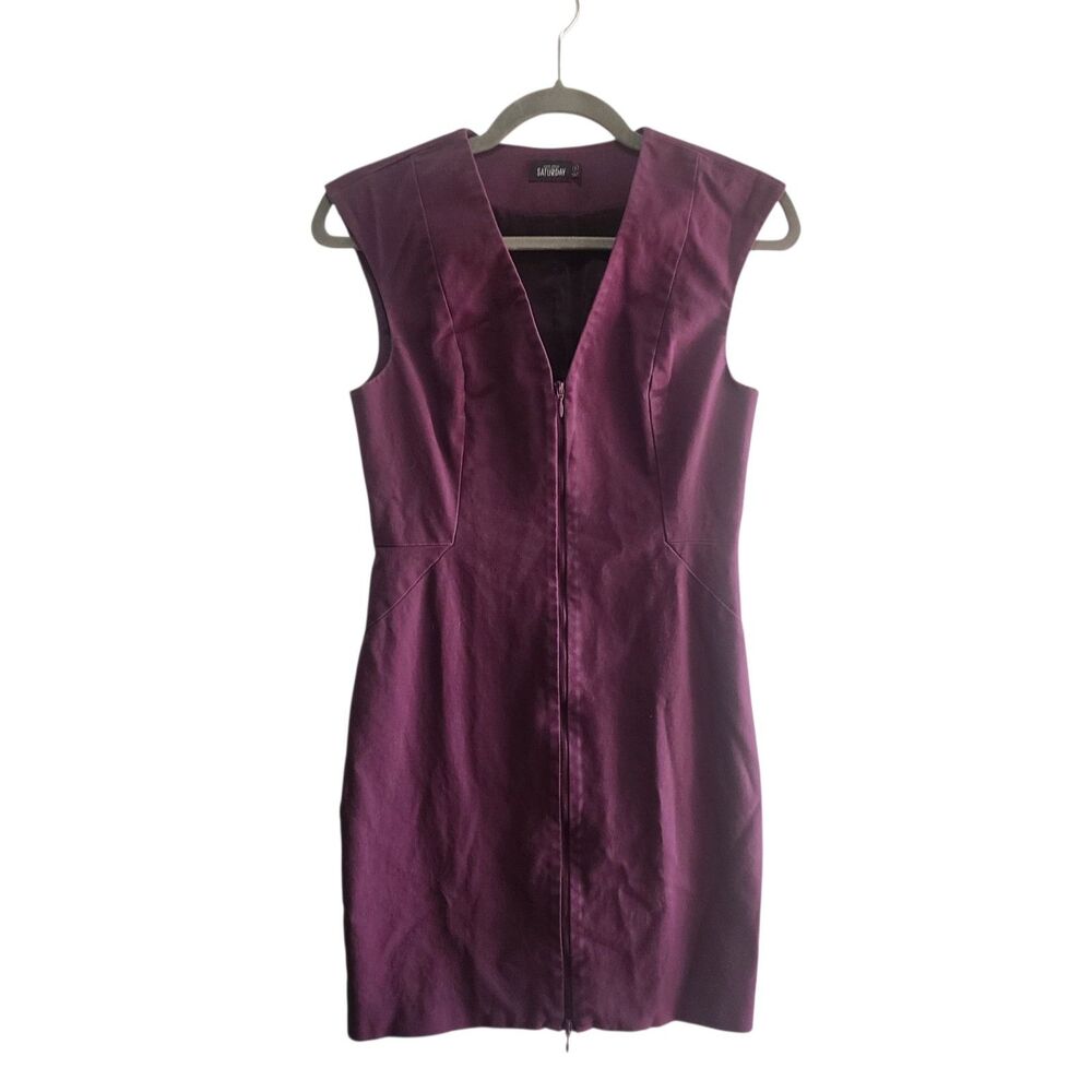 Kate Spade Saturday Lets Make Contact Mini Dress Womens Sz 0 Y2K Eggplant Office